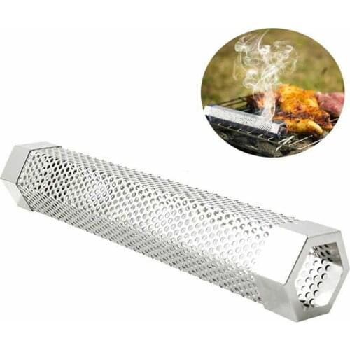 Hexagon Smoker Tube Stainless Steel Perforated Hot Cold Smoking Mesh Tube For BBQ Grill Smoke Generator Pellet Smoker 12
