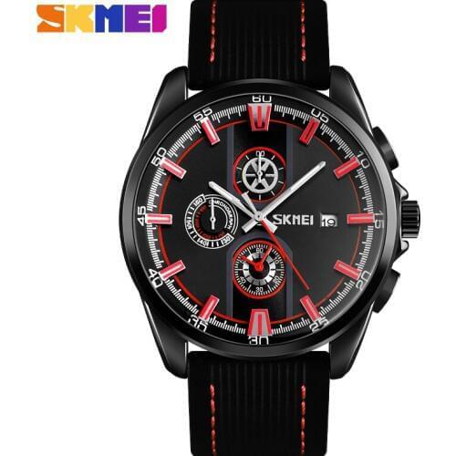 SKMEI9181 Fashion Men Quartz Wristwatches Multi-dial Calendar Stopwatch 30M Waterproof Shock Resistant Watches Relogio Masculino