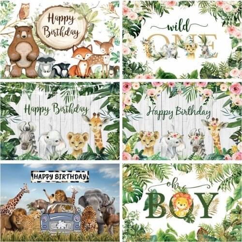 Yeele Baby Birthday Photo Backdrop Photocall Jungle Wild One Animals Personalized Photographic Background For Photo Studio Props