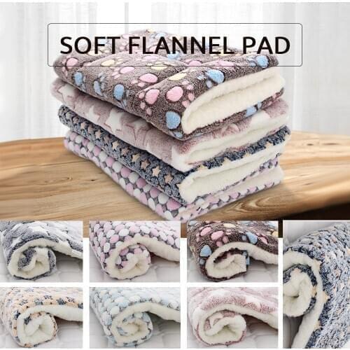 Thickened Pet Soft Fleece Pad Blanket Bed Mat For Puppy Dog Cat Sofa Cushion Home Washable Rug Keep Warm S/M/L/XL/XXL/XXXL