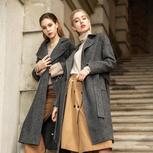 Womens winter coats dark grey Double-sided wool cashmere outwear 2019 autumn plus size ladies fashion overcoats long free ship