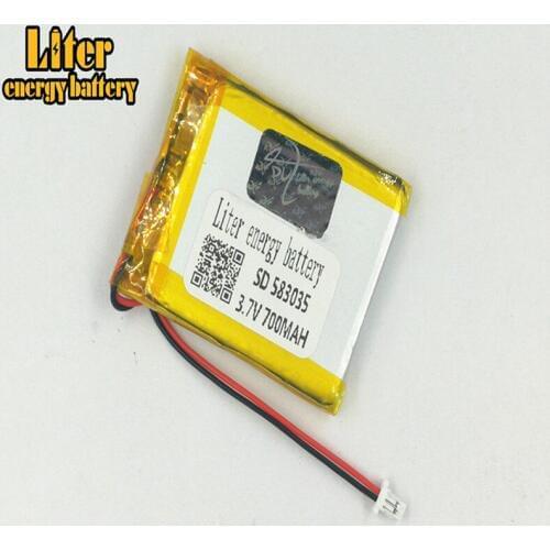 1.0MM 2pin connector 3.7V 583035 700mah MP3 MP4 MP5 small e-books GPS PDA toys rechargeable lithium polymer battery