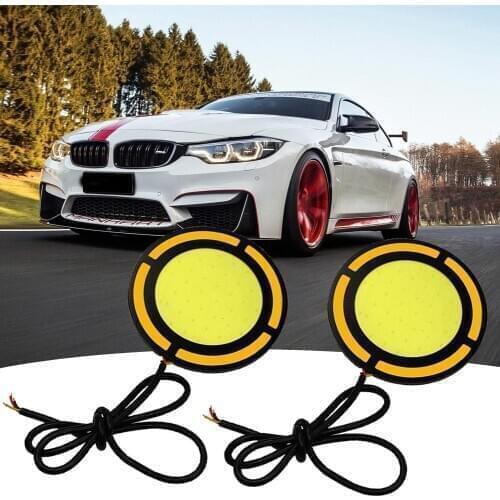 1 Pair DC12V Round Waterproof Car Fog Lamps COB LED DRL Daytime Running Lights