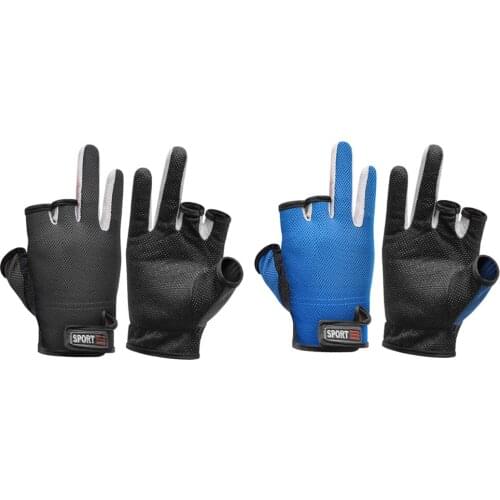 1 Pair Fishing Gloves 3 Cut Fingers Waterproof Anti-Slip Men Outdoor Riding Hiking Sports Mittens