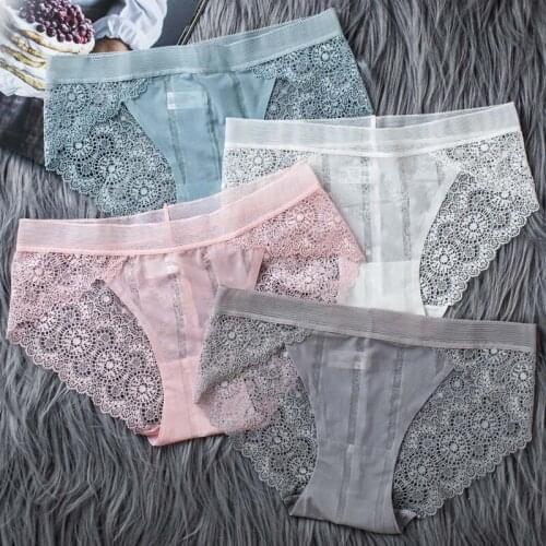 1Pcs Lace Panties Women Sexy Transparents Underwear Hollow Out Woman Lingerie Seamless Breathable Lady Soft Underpantes Female