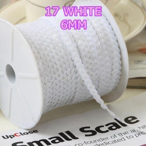 100 Yards 6mm Round Sequins Trim, Sold per Packet of 1 Roll(100 Yards)-17 White