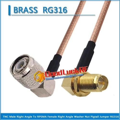 1X Pcs TNC Male Right Angle to RP-SMA RPSMA RP SMA Female Washer Bulkhead Nut Right Angle Coaxial Pigtail Jumper RG316 Cable