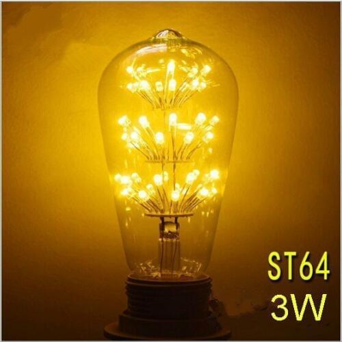 2pcs Vintage Edison Bulb LED 3W ST64 Incandescent Light lamp Bulb E27 Light LED Filament Bulb Lighting Tubes Edison Bombilla