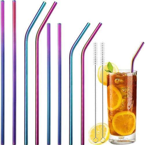 4PCS Colorful Reusable Drinking Straws High Qualit 304 Stainless Steel Metal Straw with Cleaner Brush Bar For Mugs 20/30oz