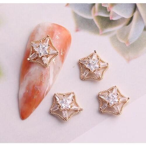 5pcs TN4974 Alloy Zircon Star Nail Art Crystals nail jewelry Rhinestone nails accessories supplies nail art decorations charms