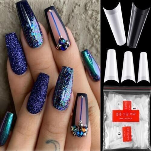 500Pcs French Flat Head Long False Nail Tips False Nail Coffin Nail Nail Natural / Transparent