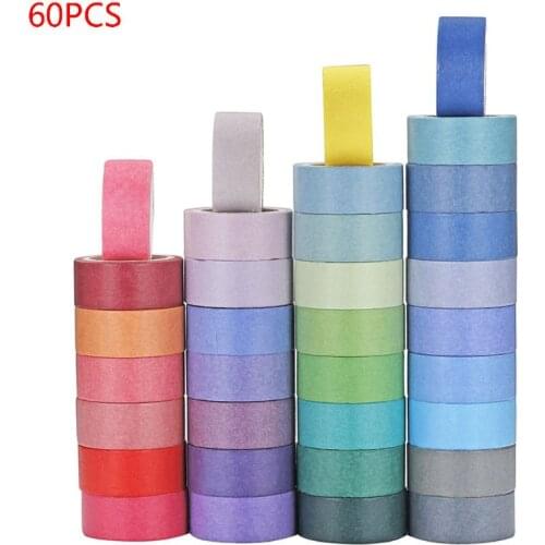 60 Rolls Washi Masking Tapes | 8mm 15mm Wide Colorful Decorative Masking DIY Tapes for Crafts Scrapbook Gifts Warpping