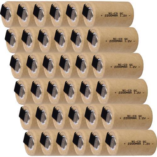 36 pieces SC batteries 2200mah 1.2v subc nicd battery random color