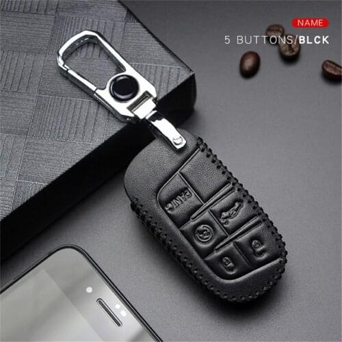 Genuine Leather Remote Key Skin Shell For Jeep Renegade Cherokee Liberty Compass Wrangler JK 2 3 Button Key Rings Case Car Cover