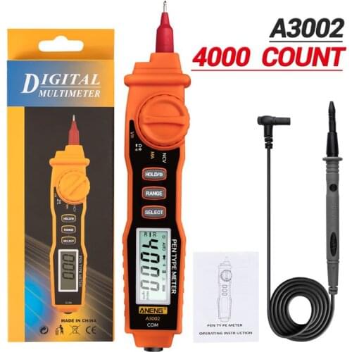 A3002 Digital Multimeter Pen Type 4000 Counts with Non Contact AC/DC Voltage Resistance Diode Continuity Tester Tool