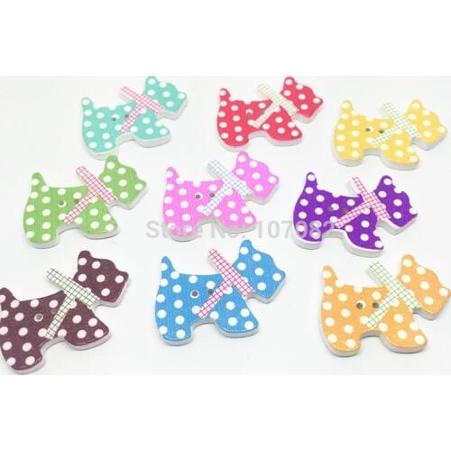 1000pcs 28x21mm Wood Buttons Dog Shaped Cute Cartoon DIY Sewing Crafts Embellishments Cardmaking