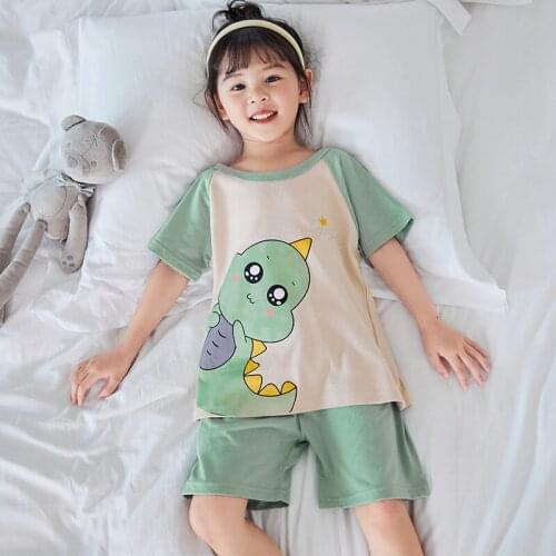 Children Pajama Set Cotton Kids Homewear Cartoon Casual Suit Boys Clothes Nightwear Summer Short T-shirt+shorts Pijama Sleepwear