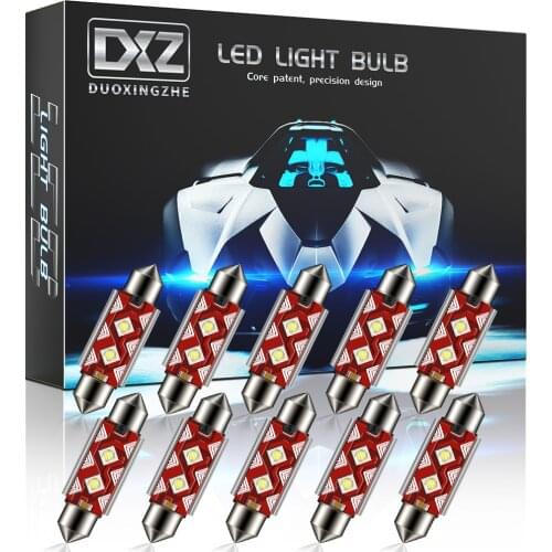 DXZ 10Pcs C5W C10W LED Bulbs Canbus Festoon-36MM 39MM 41MM 3535 NO ERROR Car Interior Dome Map Light Reading Lights 12V 6W