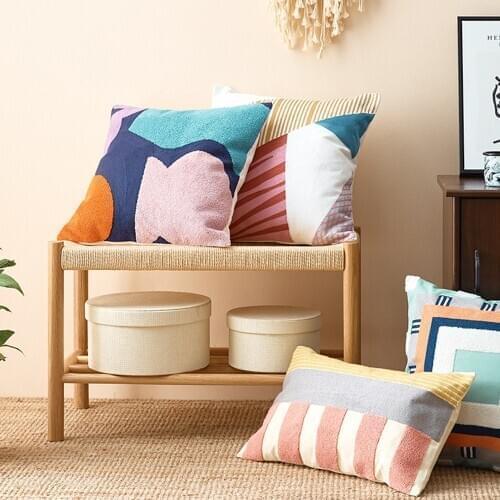 European Pillowcase Cotton Abstract Geometric Cushion Cover Square Pillow Cover Home Sofa Chair Decor 45*45cm Dropshipping