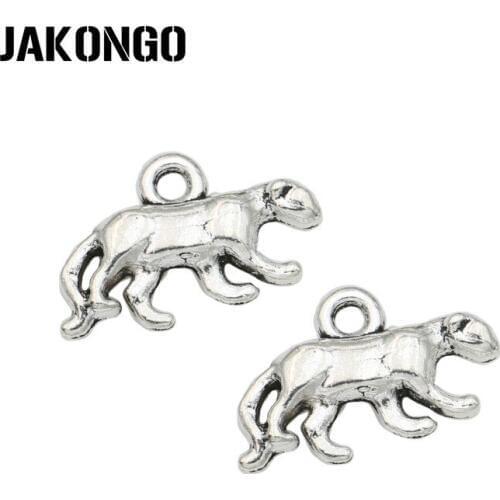 JAKONGO Antique Silver Plated Leopard Charms Pendant for Jewelry Making Earrings Bracelet Accessories DIY 18x11mm 20PCS/lot