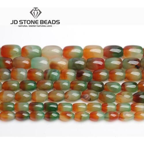 JD Stone Beads Free Shipping Pracock Agate Drum Barrel Shape Beads Semi-Finished Handmade Bracelet Beads Accessory