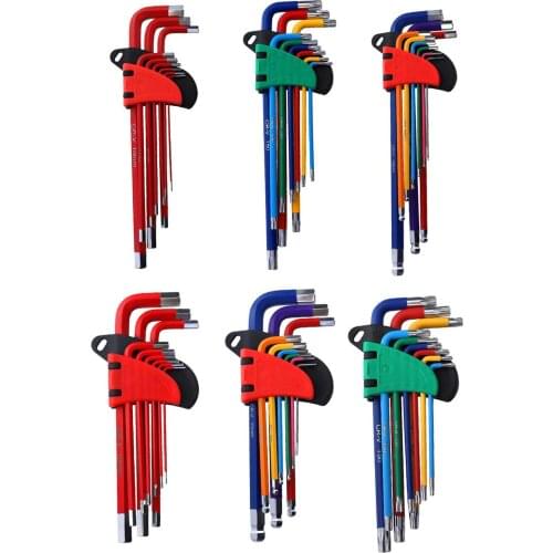 KKmoon Long Arm Allen Wrench Set 9 Different Sizes Universal Wrenches L-Key Chrome Vanadium Steel Metric Hex Key Kit (Red)