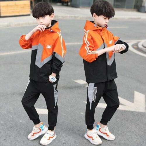 Casual Spring Summer Childrens Clothes Suit Boys Sweatshirts + Pants 2pcs/Set Teenage Top Sport Costume For Kids Streetwear