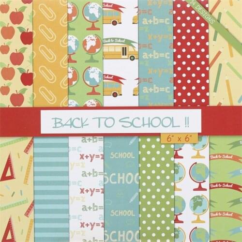 KSCRAFT 28pcs 6" Single-side Printed Back To School pattern creative papercraft art paper handmade scrapbooking kit set books