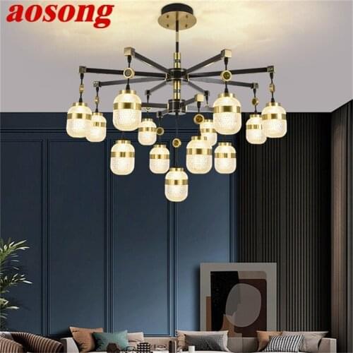 AOSONG Brass Pendant Light Contemporary Luxury LED Branch Lamp Fixtures For Home Dining Living Room Decoration