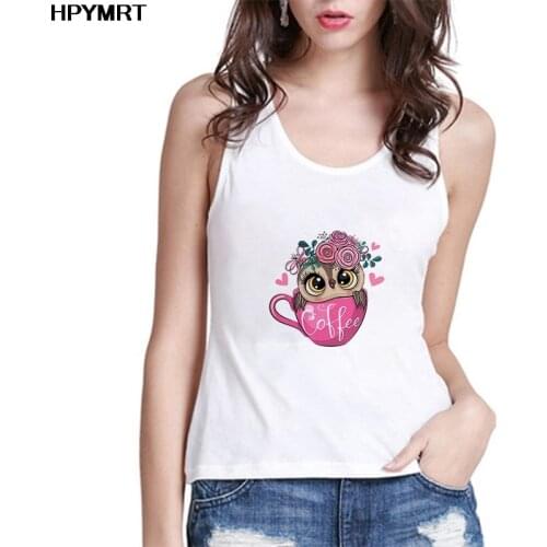Sexy Summer Kawaii Owl Printed Fashion Tank Tops Female Vest Casual Harajuku Graphics Ladies Sleeveless Tee Clothing Streetwear