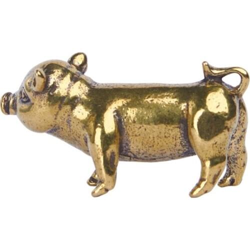 3D Pig Casting Animal Mini Figurine Retro Style Metal Sculpture Home Office Room Desktop Decoration Collect Ornaments Gift