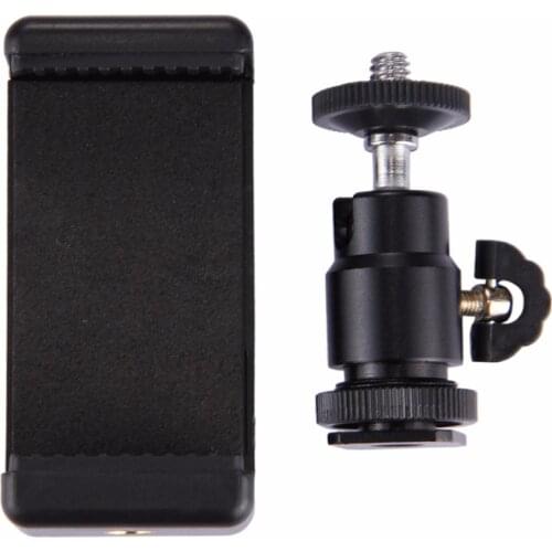 2in1 1 set Mini ball head Hot Shoe+ Phone Tripod Adapter phone holder for iPhone 7 Samsung Huawei cell phone Clip Selfie Monopod
