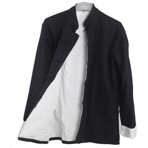 Mens Casual double deck Jacket Autumn Winter Kung Fu Coat Traditional Chinese Tang Suit Coat Tai Chi Uniform Cotton Tops