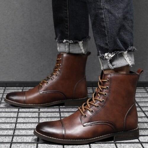 Mens Black Mid-tube PU Chelsea Boots Simple Fashion Trend Retro Classic Casual Style Business Formal Leather Boots
