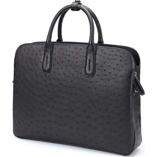 Dae South African ostrich skin Genuine ostrich leather mens bags Business casual men briefcase computer bag Men handbag