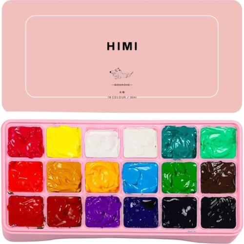 Gouache Paint Set 18 Vibrant Colors Non Toxic Paints with Portable Case Palette Y98A