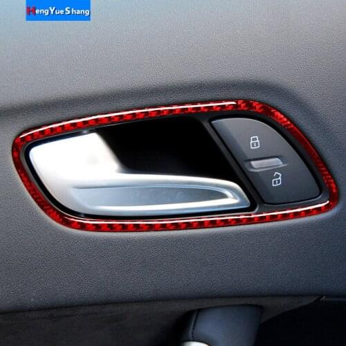 Carbon Fiber Interior Stickers Car Door Handle Bowl Trims Decorative Cover For Audi TT 8n MK123 TTRS Auto Styling Accessories