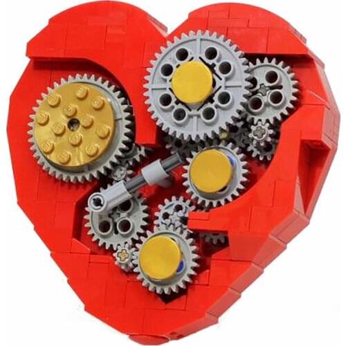 NEW MOC Red Heart Clockwork Conveyor Belt Diecast Building Blocks Model Children Educational Toys Birthday Surprise Gift Kids