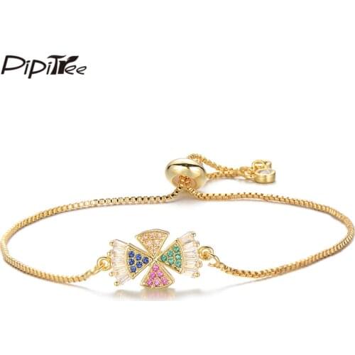 Pipitree Religious Cross Bracelet Copper Multicolor Cubic Zirconia Slider Chain Charm Bracelets for Women Brand Jewelry Gift