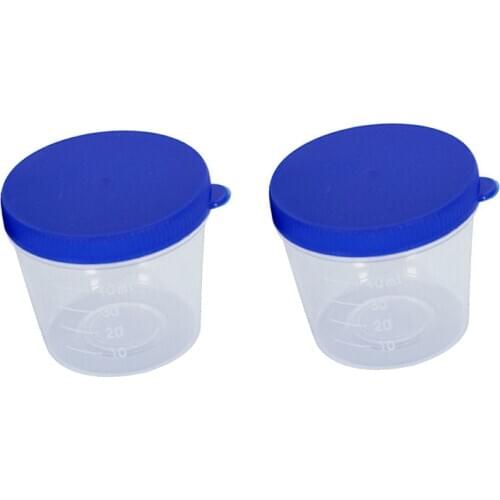 Plastic Urine Container Cup 40 ml Plastic Vials Hand Press Cover PP Sputum Cup Excrement Test Cup With Scale & Label 50/pk