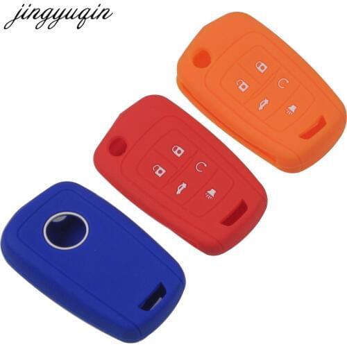 Jingyuqin Silicone Key fob Case Cover for Chevrolet Equinox Camaro AVEO Impala for GMC Buick Lacrosse Regal Opel Terrain 5 BTN