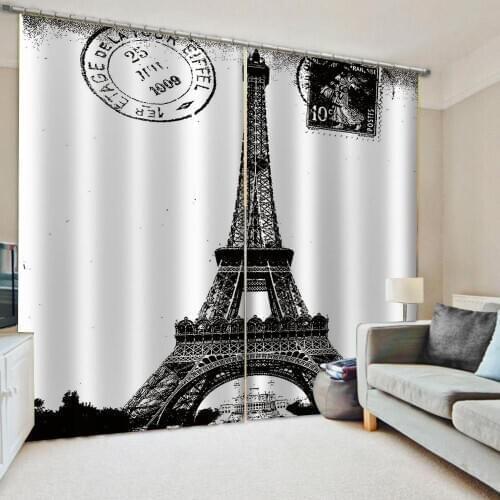 Morden grey tower curtains Window Blackout Luxury 3D Curtains set For Bed room Living room