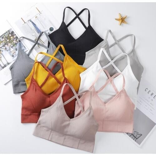 Sports Fitness Bra Fashion Daily Solid Color Bralette Sexy Backless Seamless Push-Up Wire Free Bra Female Underwear