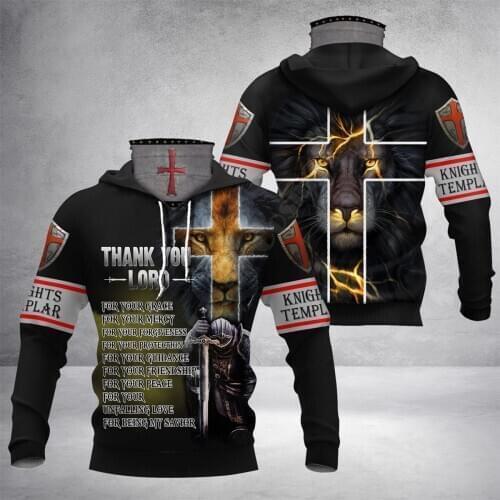 Knight of God Lion 3D Printed Hoodies Harajuku Fashion Sweatshirt Women Men Casual Pullover Hoodie Mask Warm Drop Shipping 01