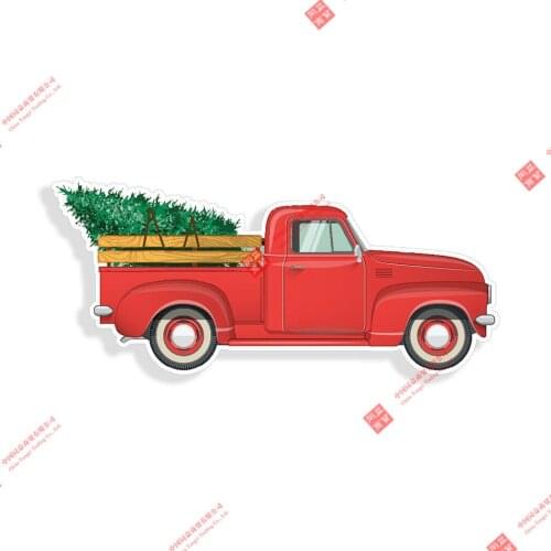 Cartoon Red Santa Truck Christmas Tree Sticker Cup Car Vehicle Window Bumper Vinyl Decal Racing Motorcycle Helmet Stickers