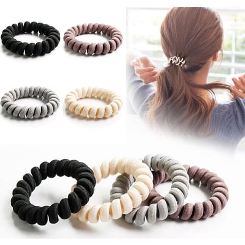 1/5pcs Telephone Wire Hair Bands Girl Rubber Band Headwear Woman Headwear Rope Spiral Shape Hair Ties Accessories