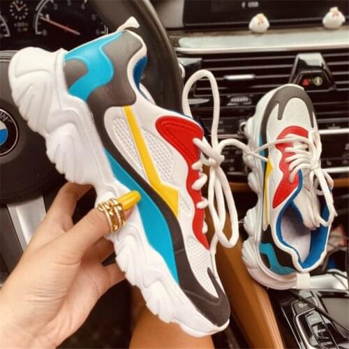 High Quality Women Chunky Sneakers Platform 2021 Fashion Spring Summer Breathable Comfort Running Sport Shoes Basket Femme