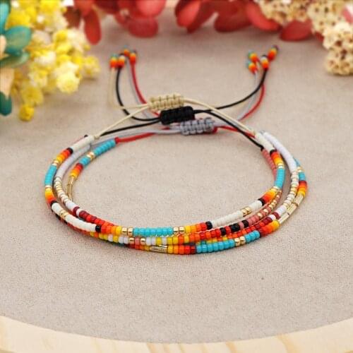 2021 New Boho Braided Beaded Miyuki Bracelet For Women Colorful Glass Seeds Beads Bracelets Summer Beach Jewelry Pulsera Joyas