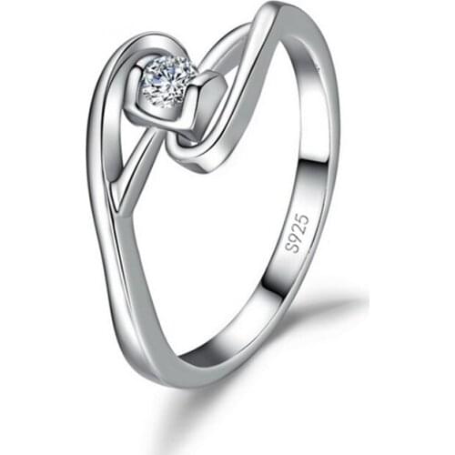 925 Sterling Silver Wedding Engagement Finger Ring for Women Simple Cubic Zircon CZ Diamond Bague Jewelry