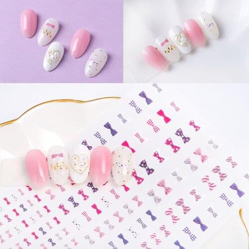 1 Sheet colorful Nail Stickers Mix size Bow shape Adhesive Sticker DIY Manicure Nail Art Decorations Z0107